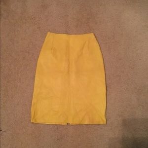 Yellow Leather Pencil Shirt